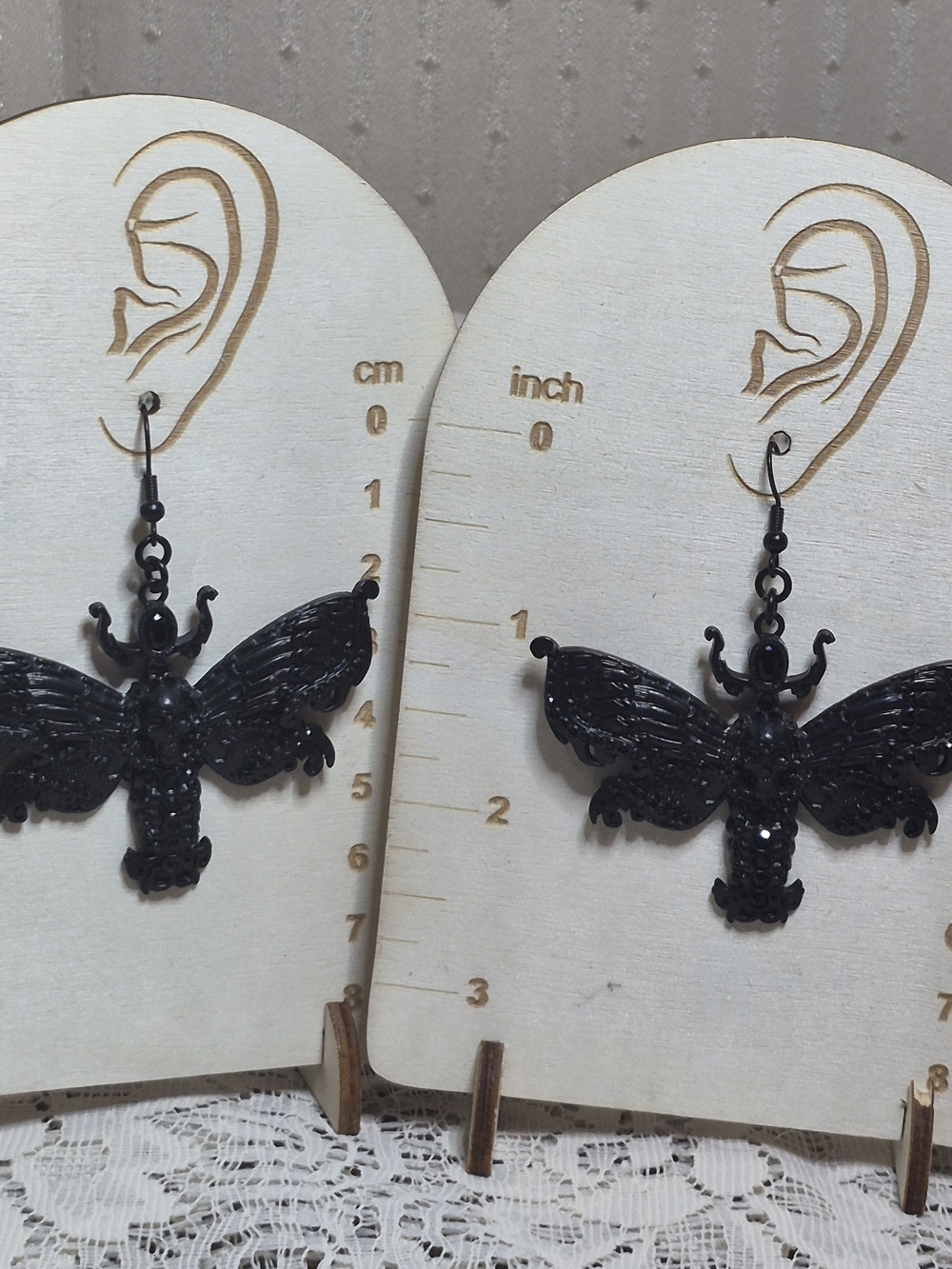 Black Gothic Death’s-Head Hawkmoth Dangle Earrings